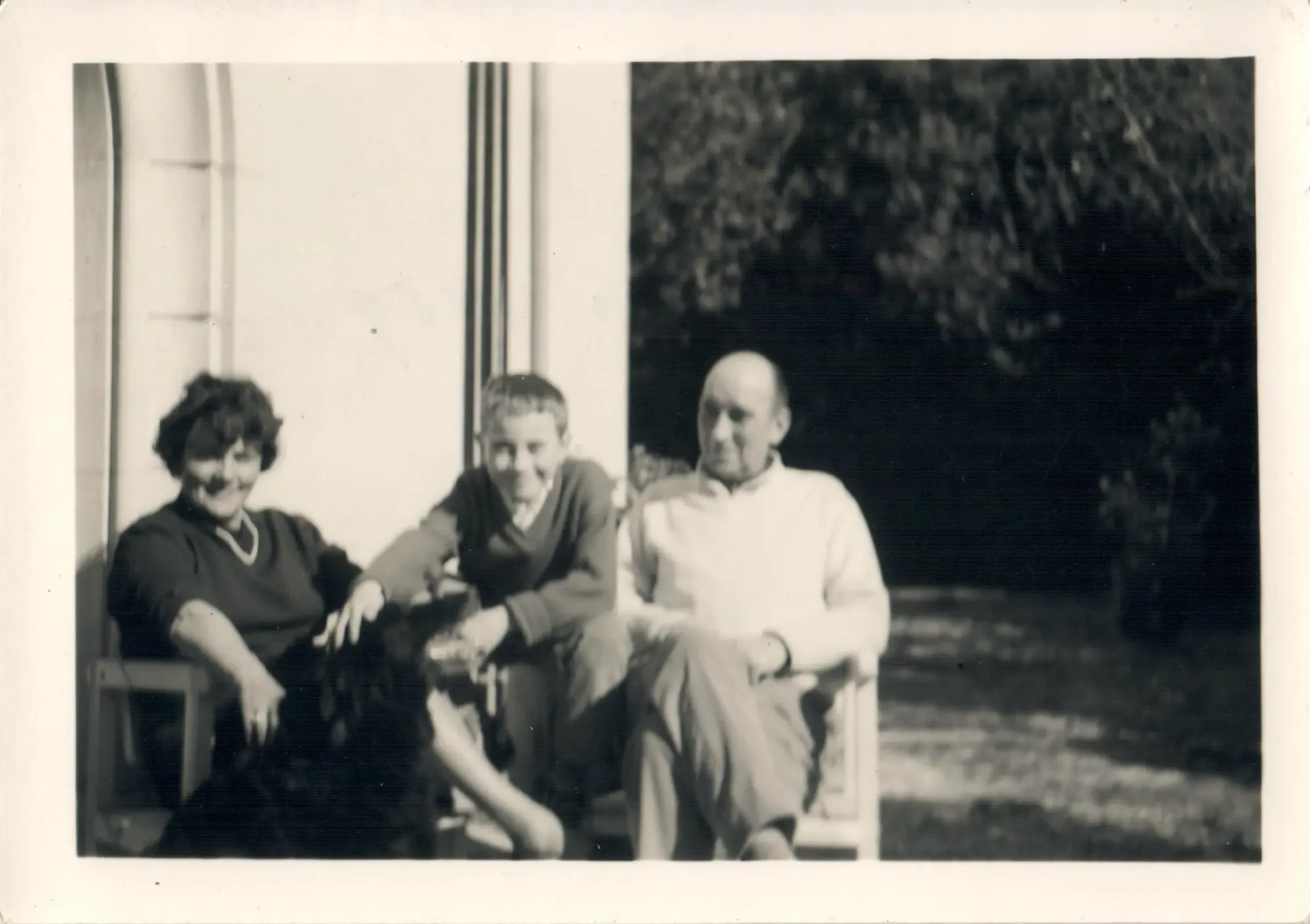 Milou, Marcel and Édouard as a child, in front of the sheepfold, late 1950s