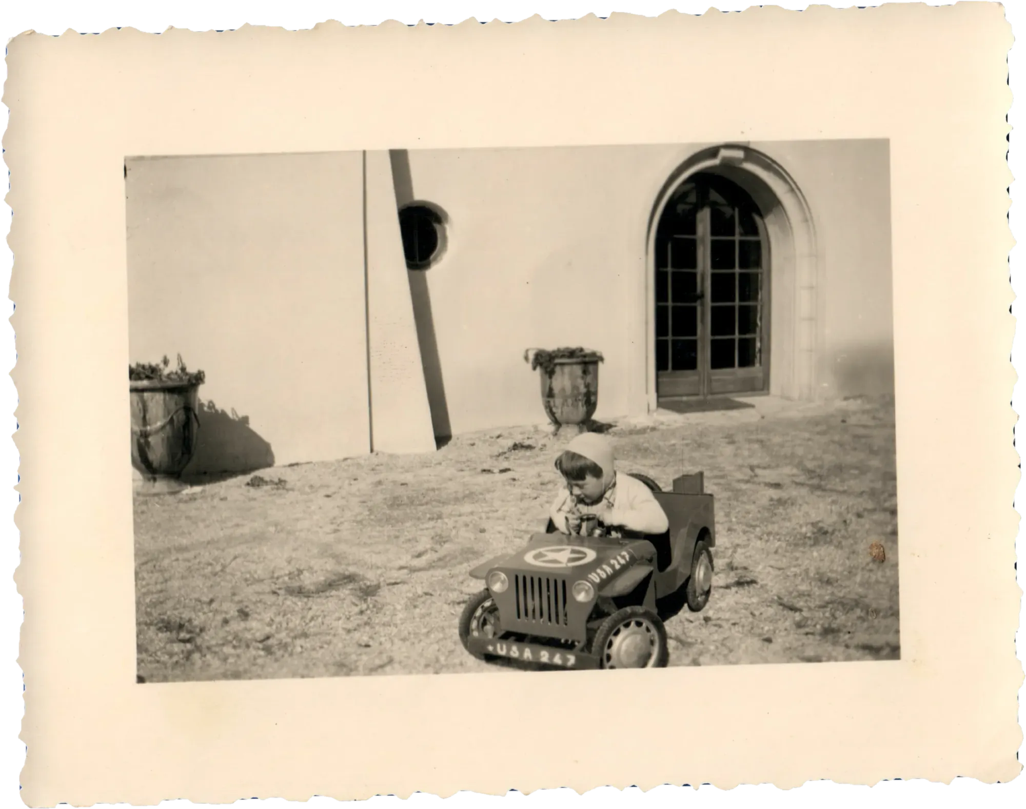 Édouard and his US Army jeep, 1950s